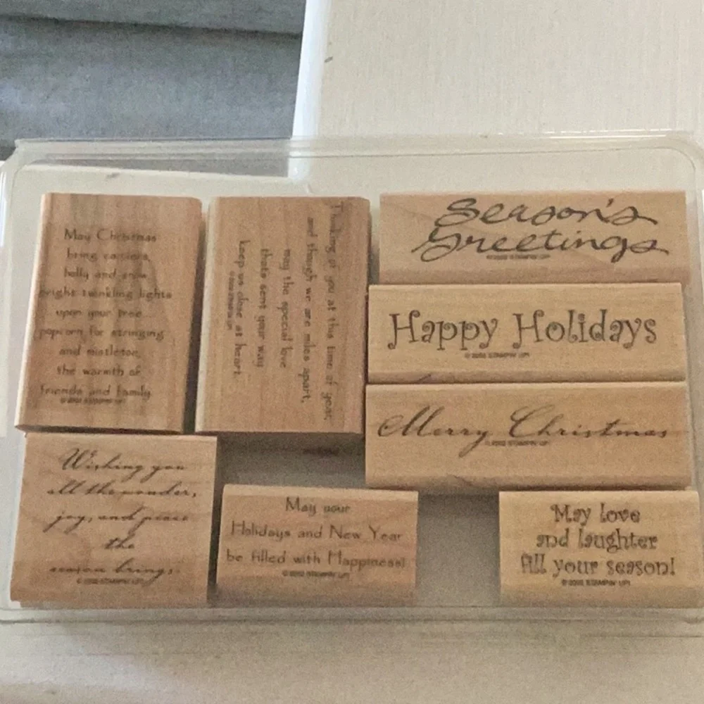 Vintage 2003 Stampin' Up! Wooden Holiday Stamps Set
